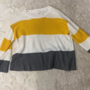 Ultra Flirt Plus Yellow/White/Grey Cropped Sweater 2X